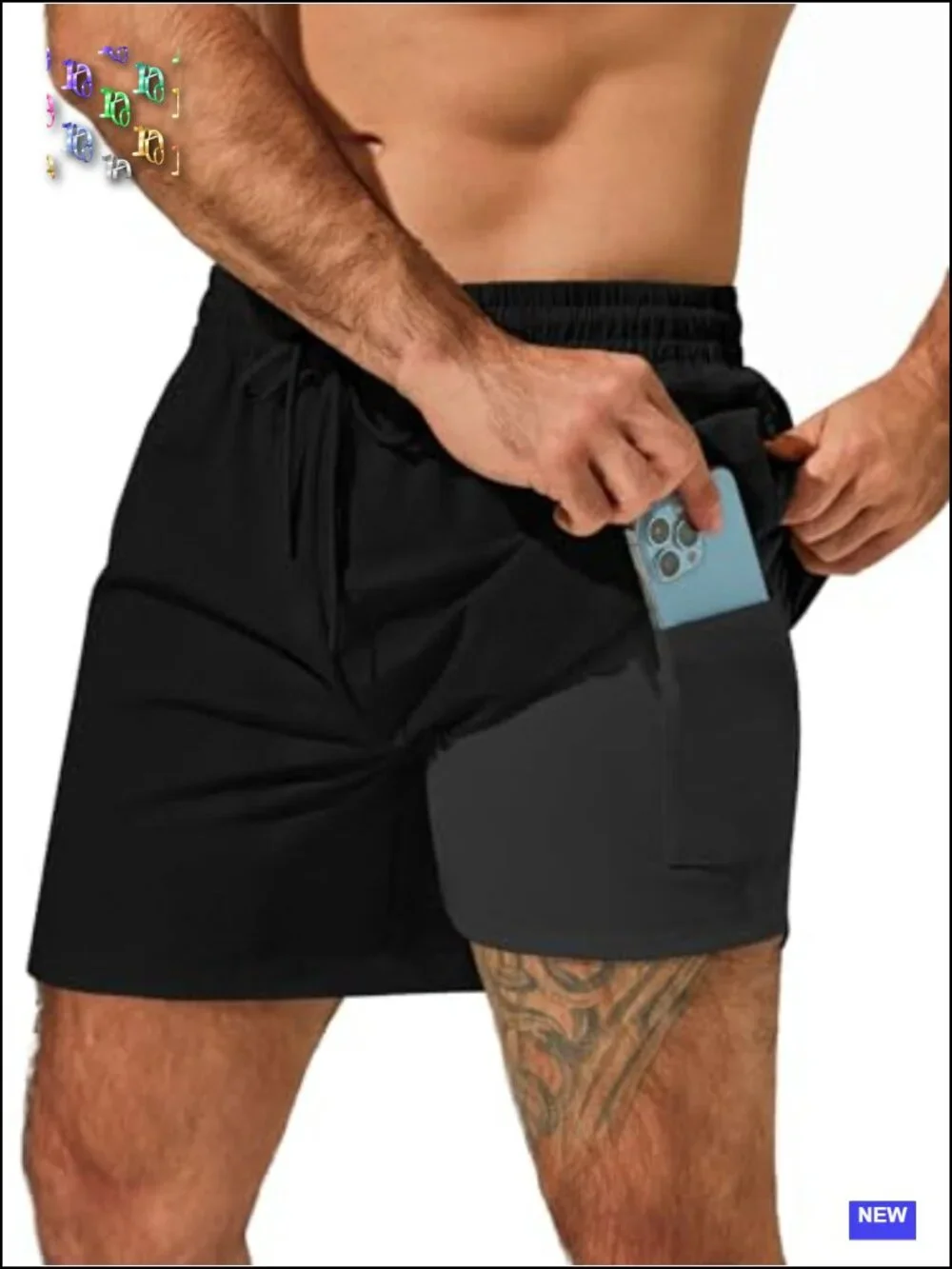 Quick Dry Athletic Shorts with Compression Liner and Pockets